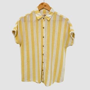 Marine Layer Stripe Short Sleeve Button Up Linen Blend Shirt XS ($88)
